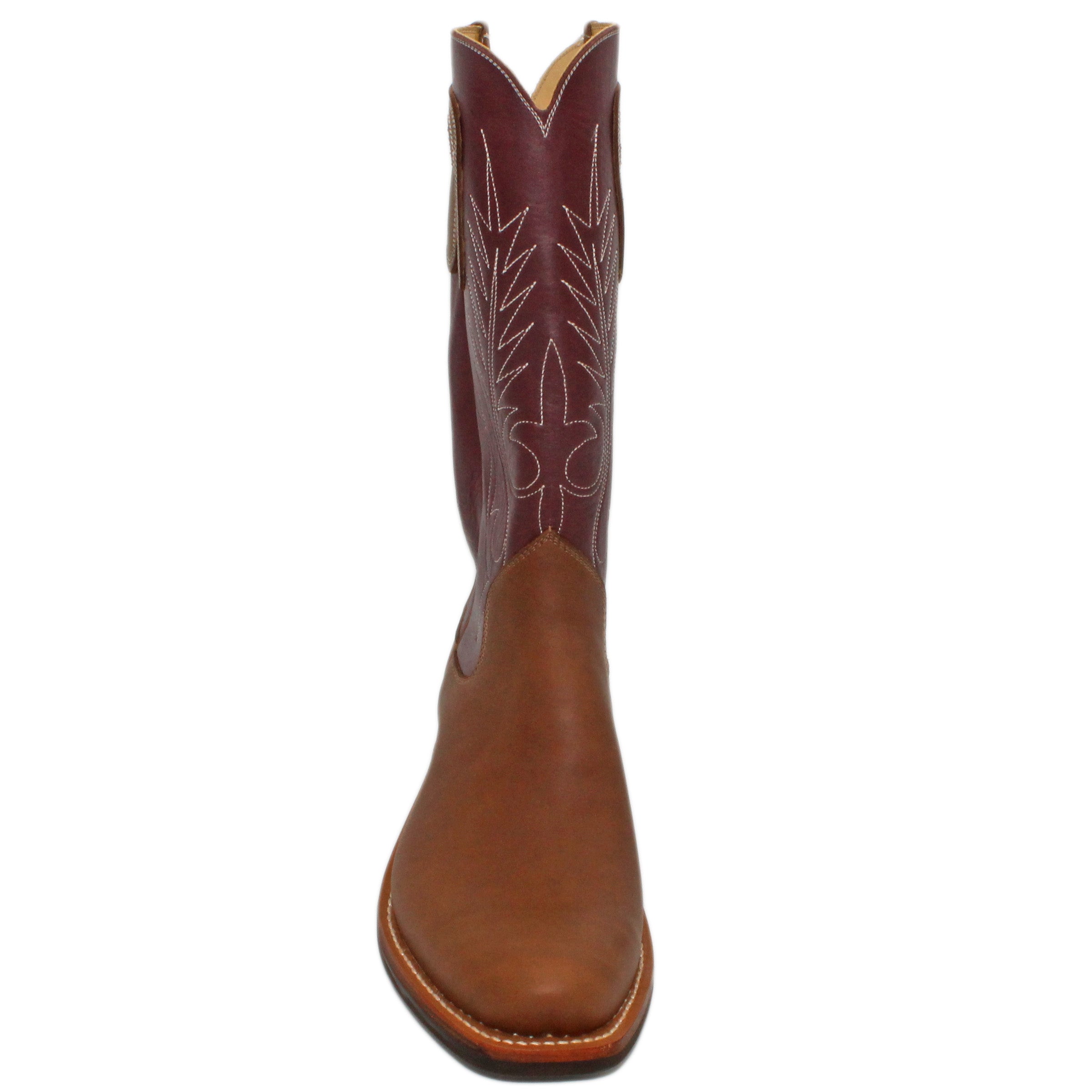 14" Wine Upper w/ Beck Classic Stitching

Saddle Timberjack Steer Vamp

Regular Forties Square Toe

Slightly Tapered Heel