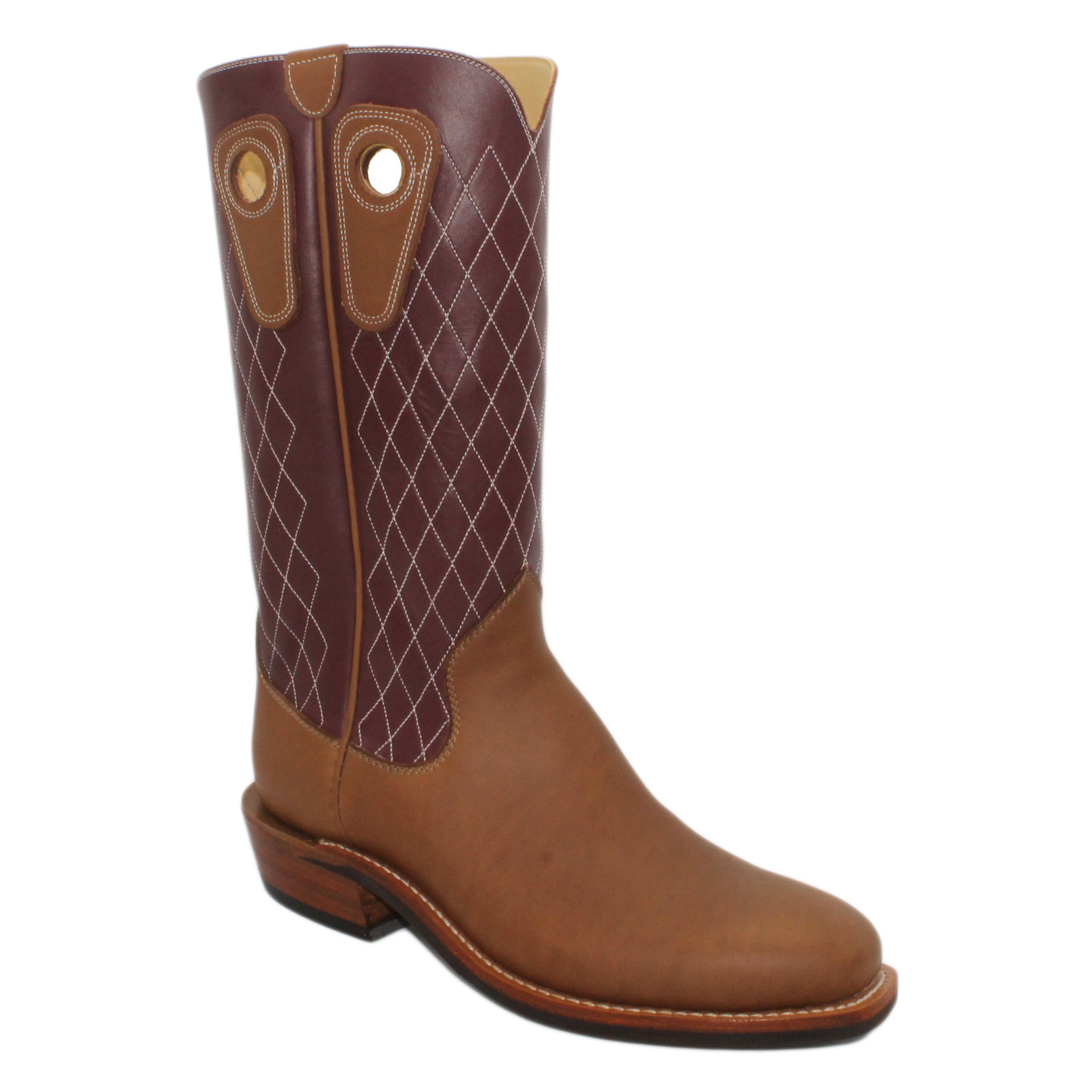 14" Wine Upper w/ Diamond Stitching

Saddle Timberjack Steer Vamp

Regular French Square Toe

Slightly Tapered Heel