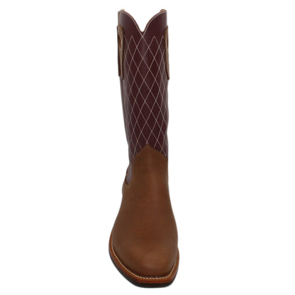 14" Wine Upper w/ Diamond Stitching

Saddle Timberjack Steer Vamp

Regular French Square Toe

Slightly Tapered Heel