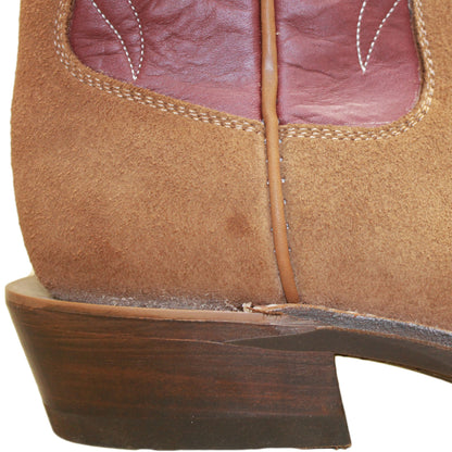 14" Wine Upper w/ Beck Classic Stitching

Saddle Timberjack Rough Out Steer Vamp

Wide French Square Toe

Slightly Tapered Heel