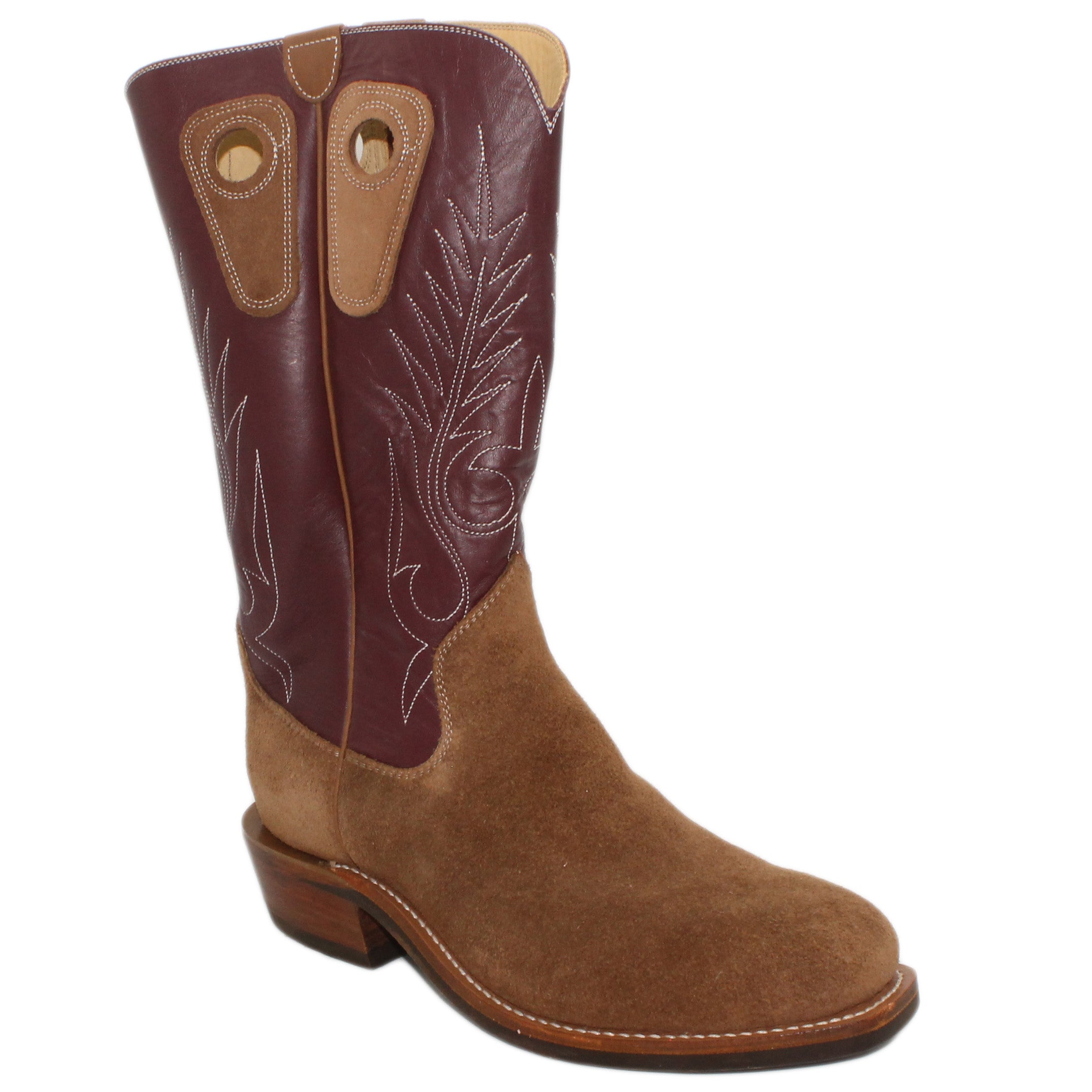 14" Wine Upper w/ Beck Classic Stitching

Saddle Timberjack Rough Out Steer Vamp

Regular French Square Toe

Slightly Tapered Heel