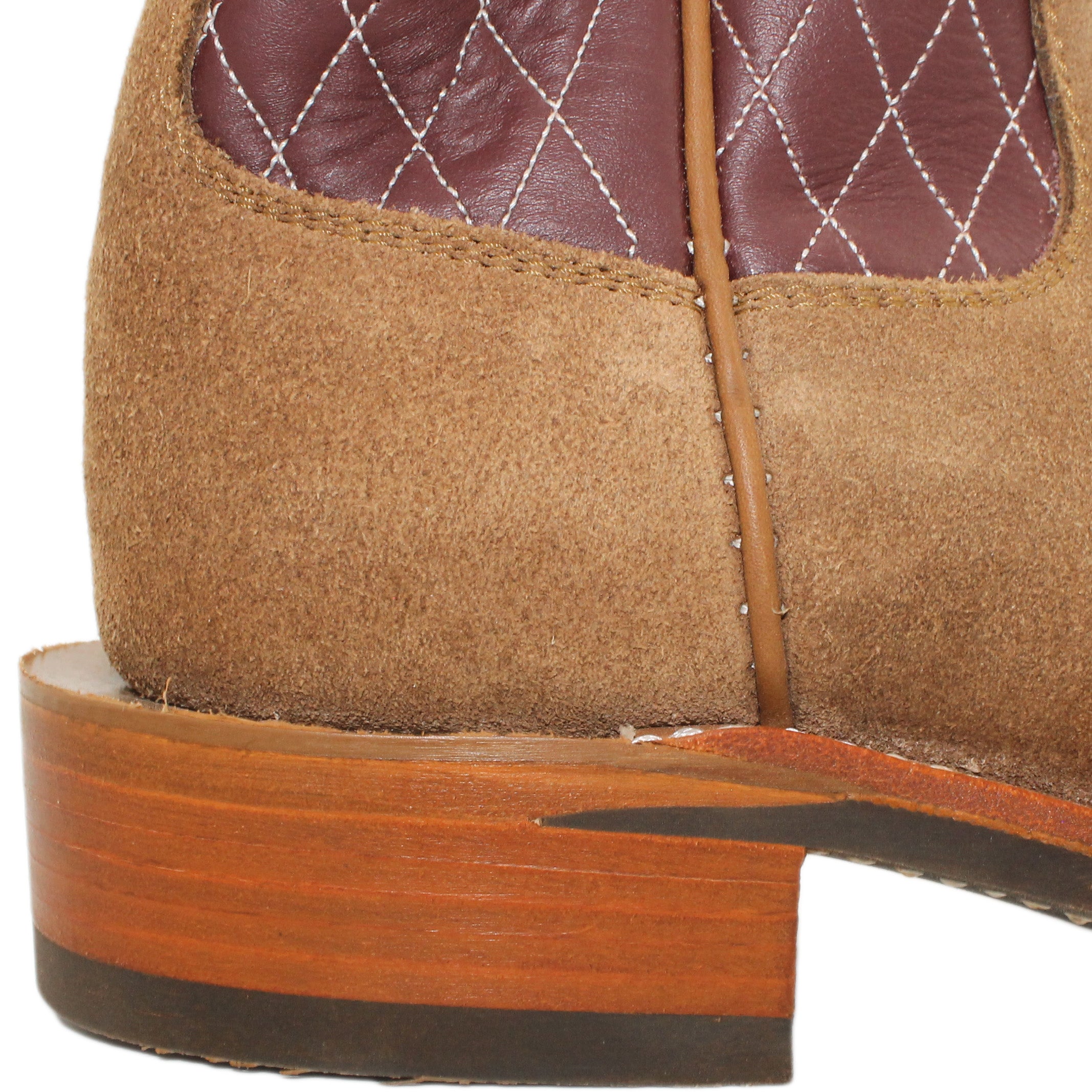 14" Wine Upper w/ Diamond Stitching

Saddle Timberjack Rough Out Steer Vamp

Regular French Square Toe

Block Heel