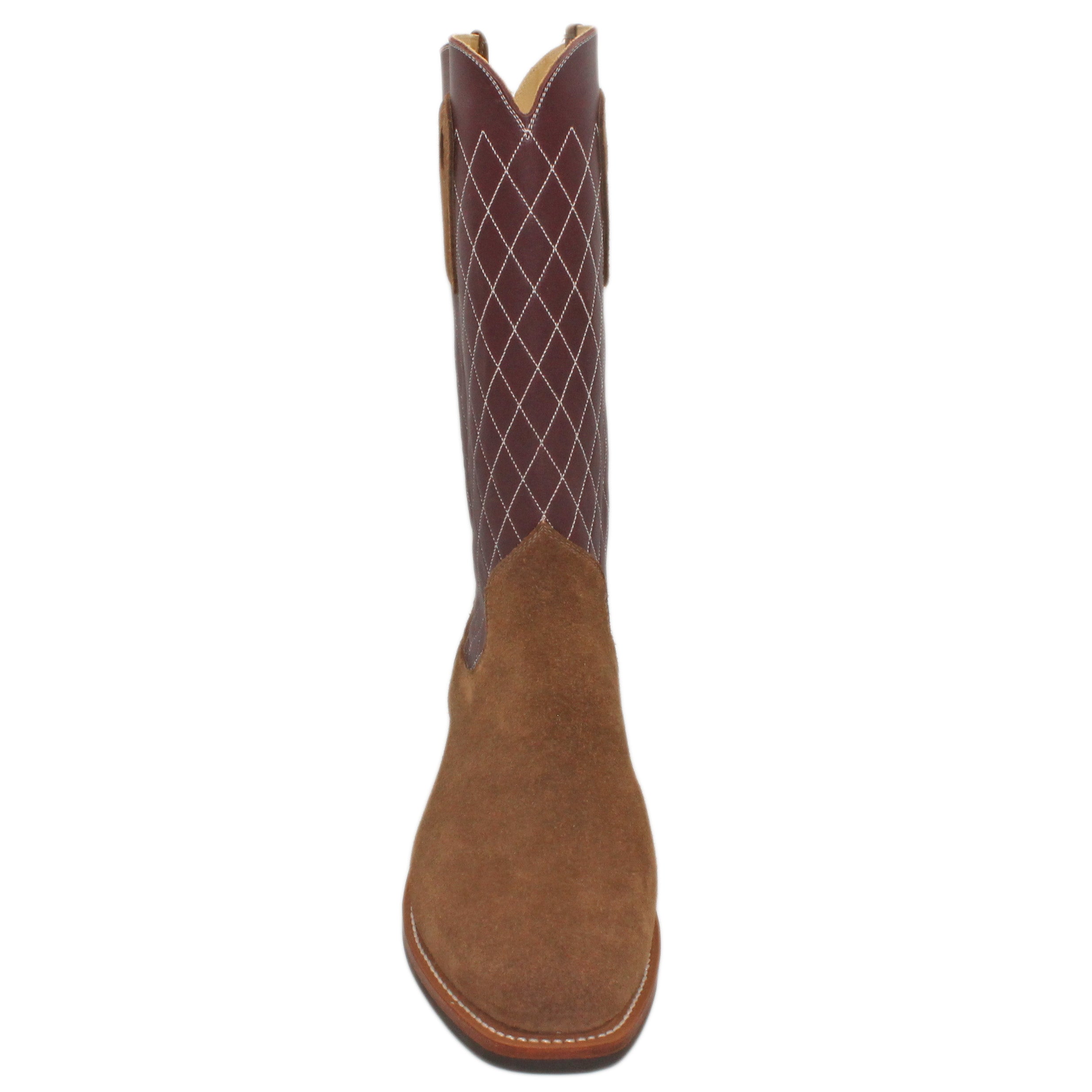 14" Wine Upper w/ Diamond Stitching

Saddle Timberjack Rough Out Steer Vamp

Regular French Square Toe

Slightly Tapered Heel