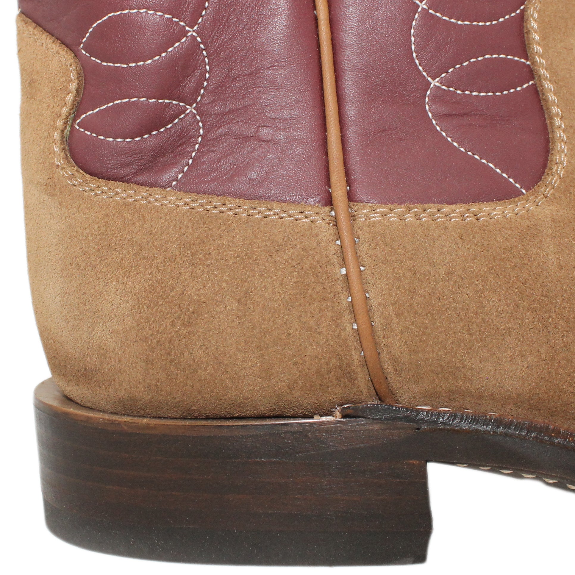 12" Wine Upper w/ Loops Stitching

Saddle Timberjack Rough Out Steer Vamp

Wide French Square Toe

Block Heel