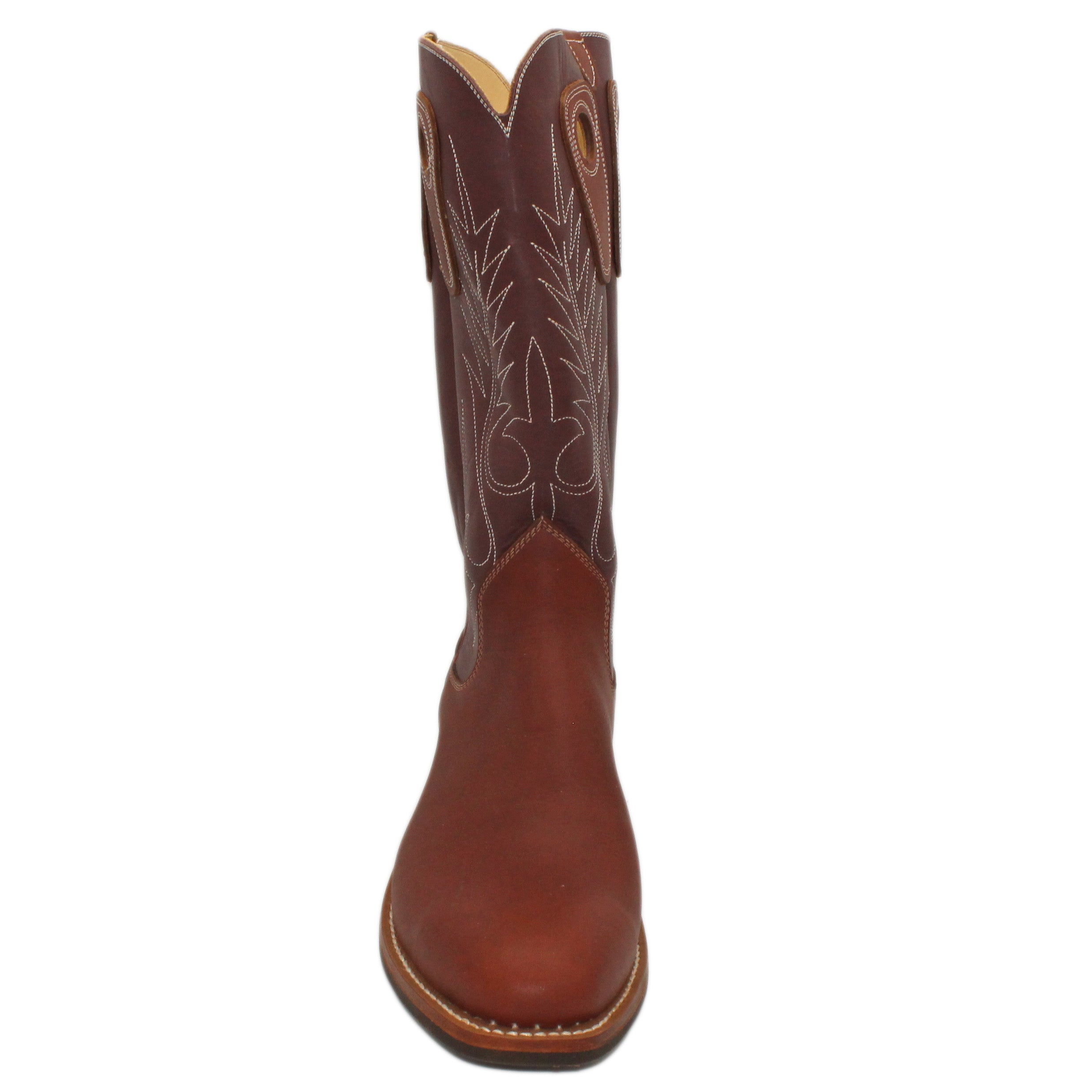 14" Wine Upper w/ Beck Classic Stitching

Tan Timberjack Steer Vamp

Regular French Square Toe

Block Heel