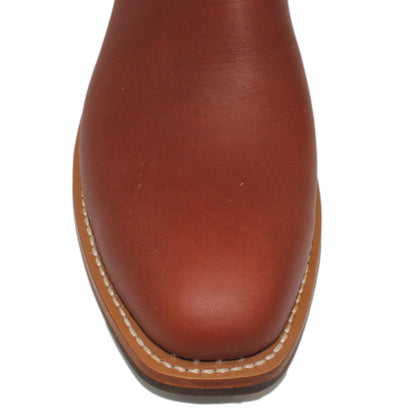 14" Wine Upper w/ Beck Classic Stitching

Tan Timberjack Steer Vamp

Regular French Square Toe

Block Heel