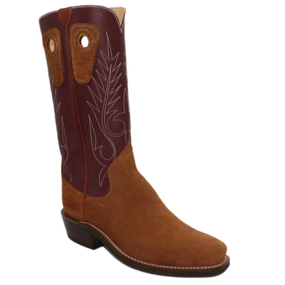 14" Wine Uppers w/ Beck Classic Stitching

Tan Timberjack Rough Out Steer Vamp

Regular Forties Square Toe

Slightly Tapered Heel