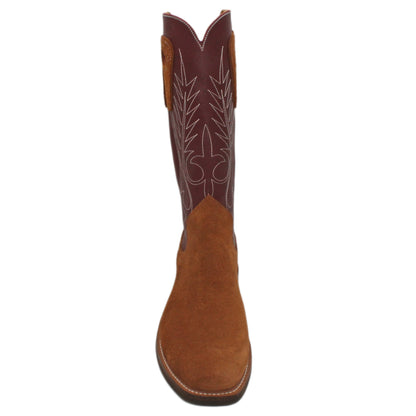 14" Wine Uppers w/ Beck Classic Stitching

Tan Timberjack Rough Out Steer Vamp

Regular Forties Square Toe

Slightly Tapered Heel