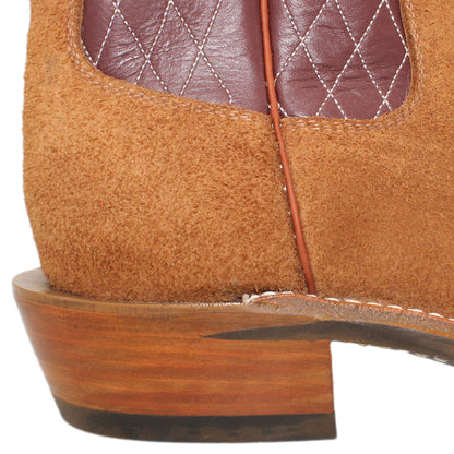 14" Wine upper w/ Diamond Stitching

Tan Timberjack Rough Out Steer Vamp

Regular Forties Square Toe

Slightly Tapered Heel