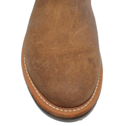 12" Wine upper w/ Loops Stitching

Waxed Rough Out Steer Vamp

Round Toe

Block Heel