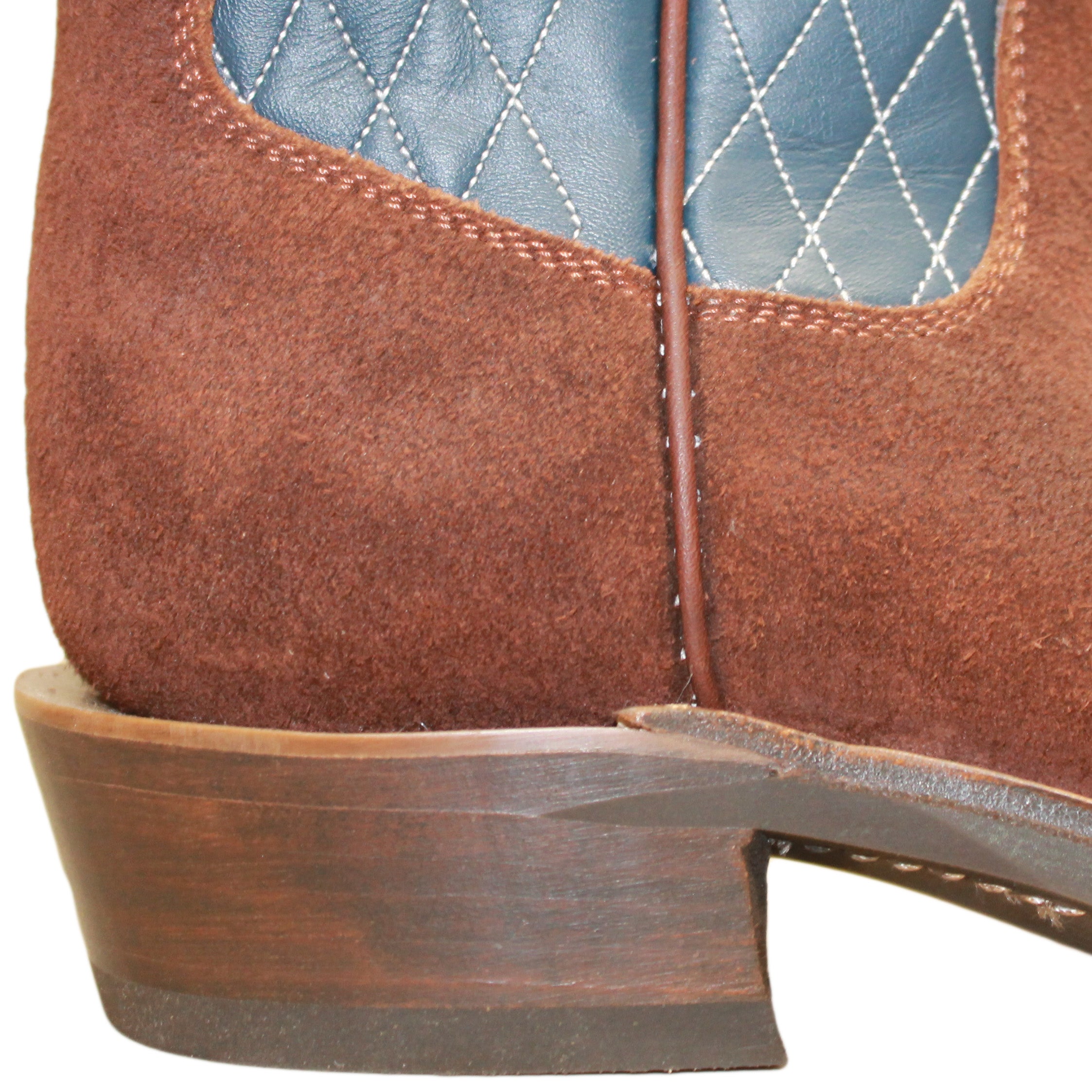 14" Blue Upper w/ Diamond Stitching

Brown Timberjack Rough Out Steer Vamp

Wide French Square Toe

Slightly Tapered Heel