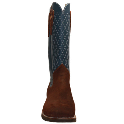 14" Blue Upper w/ Diamond Stitching

Brown Timberjack Rough Out Steer Vamp

Wide French Square Toe

Slightly Tapered Heel