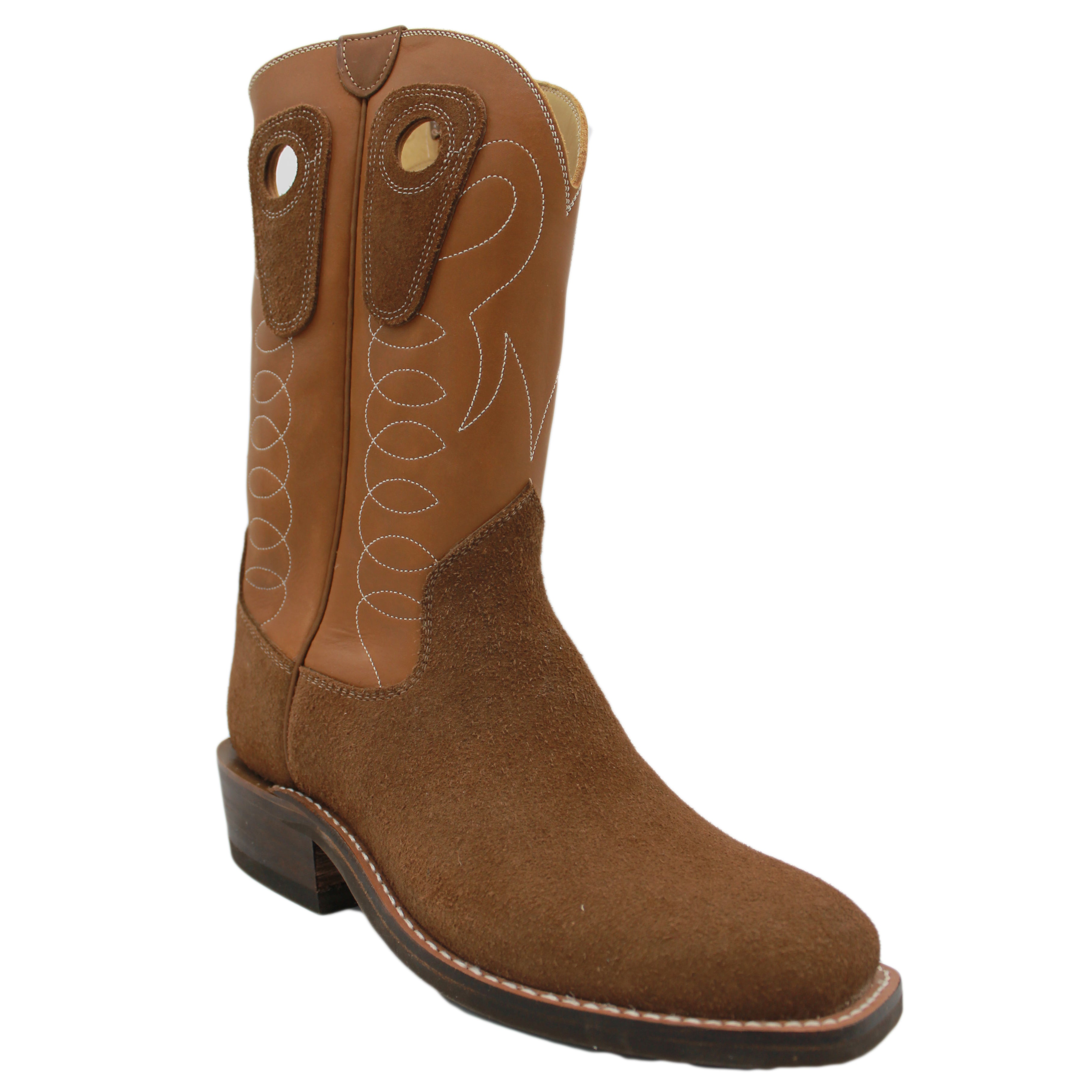 12" Brown upper w/ Loops Stitching

Saddle Timberjack Rough Out Steer Vamp

Wide French Square Toe

Slightly Tapered Heel