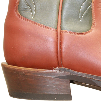 14" Forest upper w/ Beck Classic Stitching

Tan Timberjack Steer Vamp

Wide French Square Toe

Slightly Tapered Heel