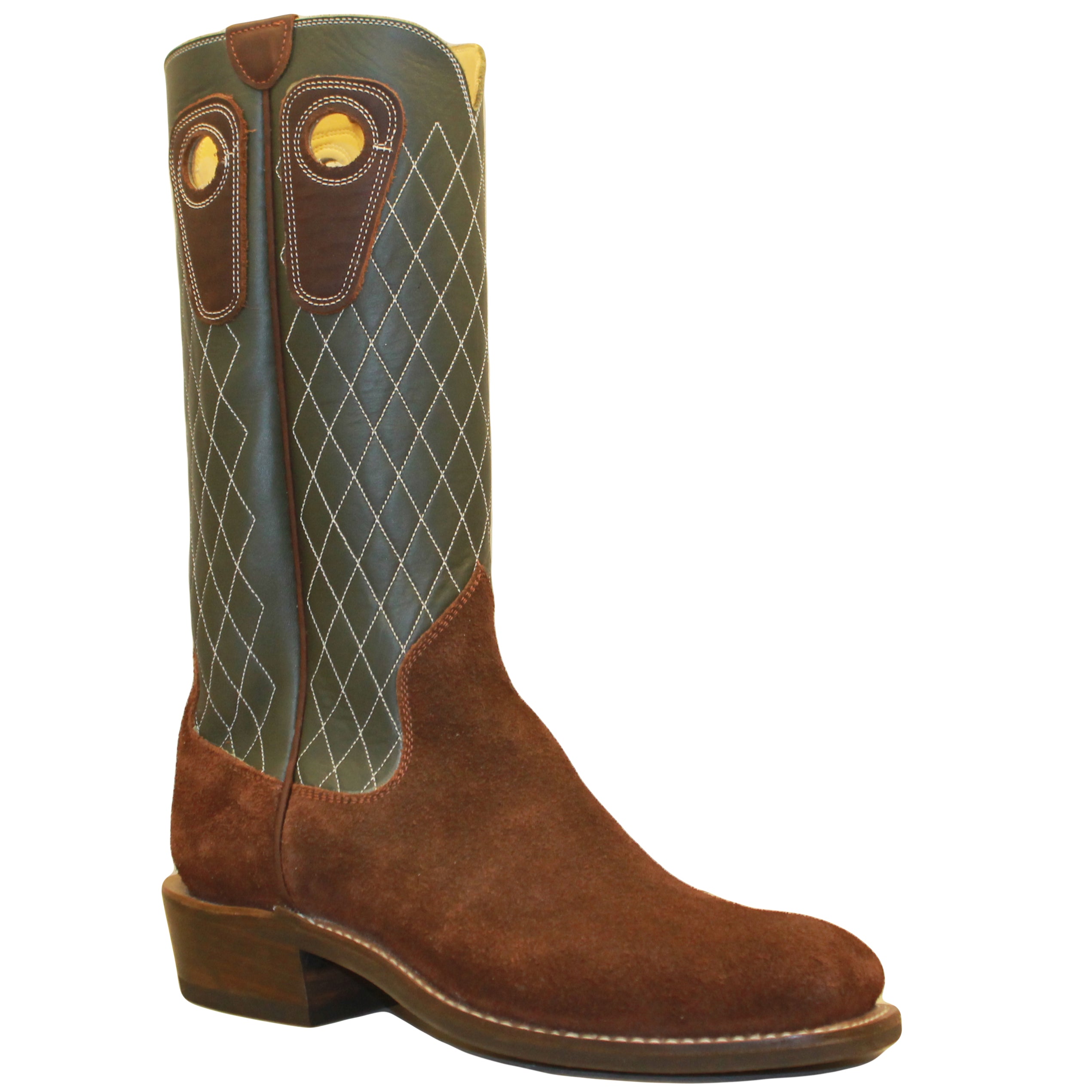 14" Forest Upper w/ Diamond Stitching

Brown Timberjack Rough Out Steer Vamp

Wide French Square Toe

Slightly Tapered Heel