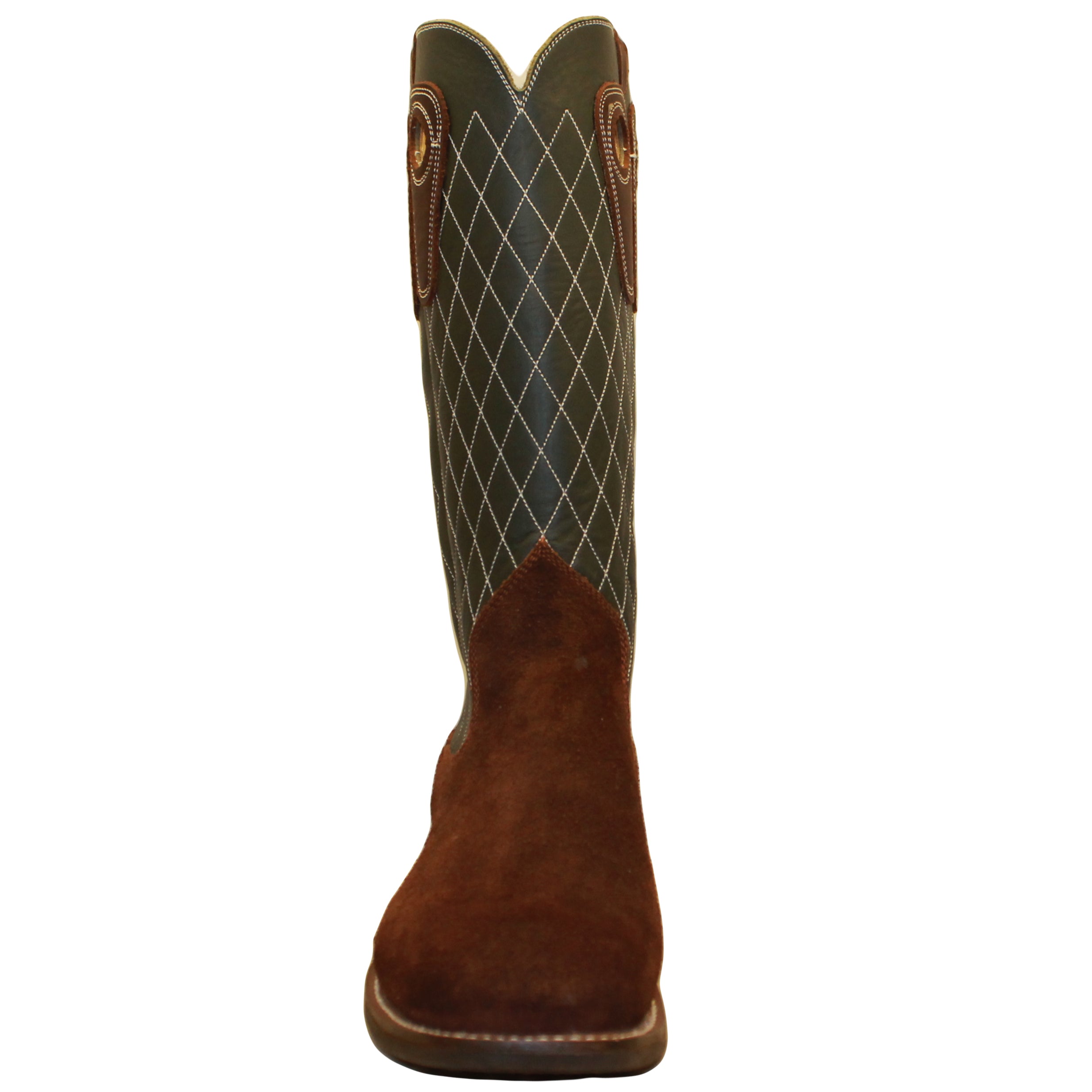 14" Forest Upper w/ Diamond Stitching

Brown Timberjack Rough Out Steer Vamp

Wide French Square Toe

Slightly Tapered Heel