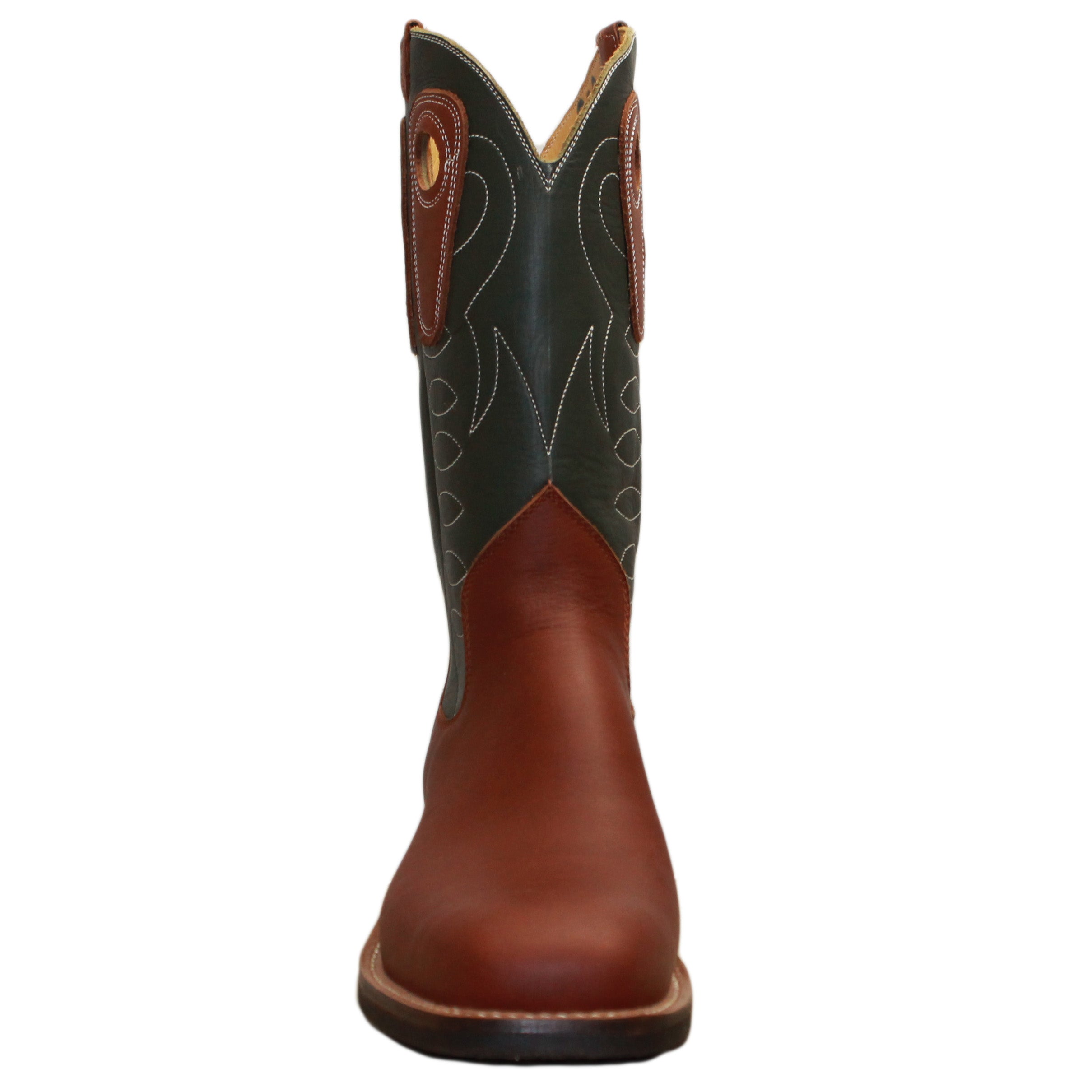 12" Forest Upper w/ Loops Stitching

Tan Timberjack Steer Vamp

Wide French Square Toe

Slightly Tapered Heel