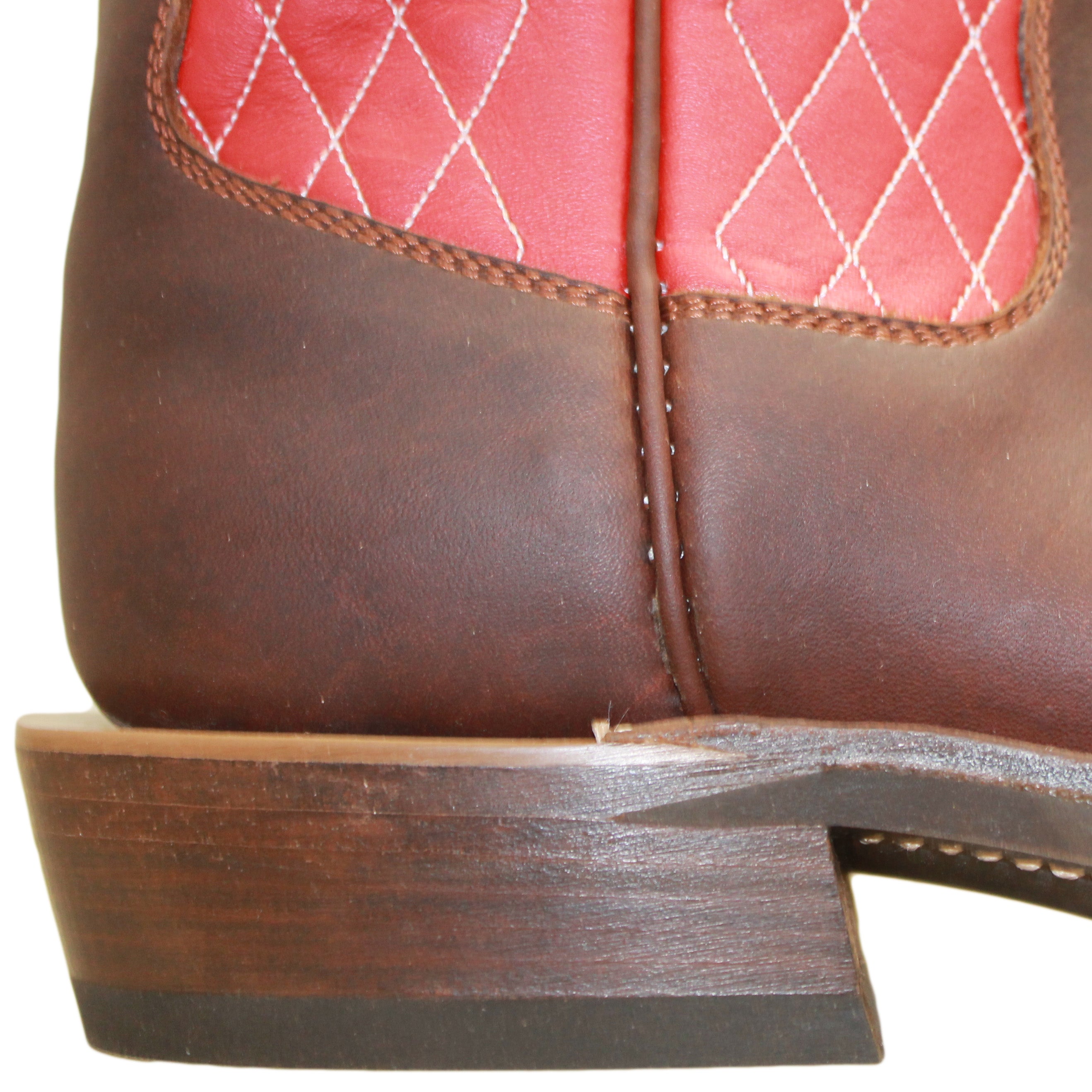 14" Red Upper w/ Diamond Stitching

Brown Timberjack Steer Vamp

Wide French Square Toe

Slightly Tapered Heel