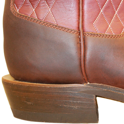 14" Wine Upper w/ Diamond Stitching

Brown Timberjack Steer Vamp

Wide French Square Toe

Slightly Tapered Heel
