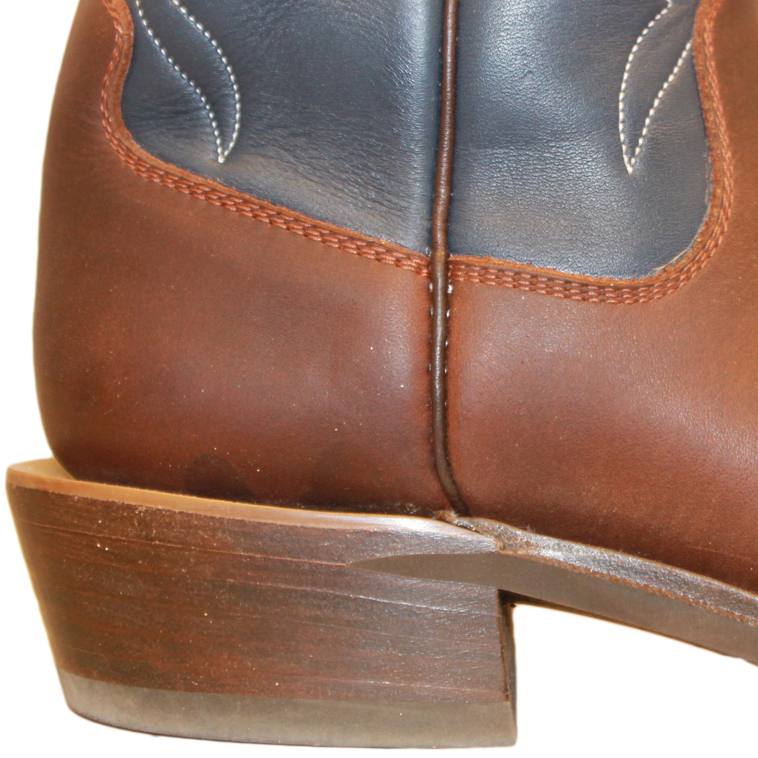 14" Blue Upper w/ Beck Classic Stitching

Brown Timberjack Smooth Steer Vamp

Wide French Square Toe

Slightly Tapered Heel