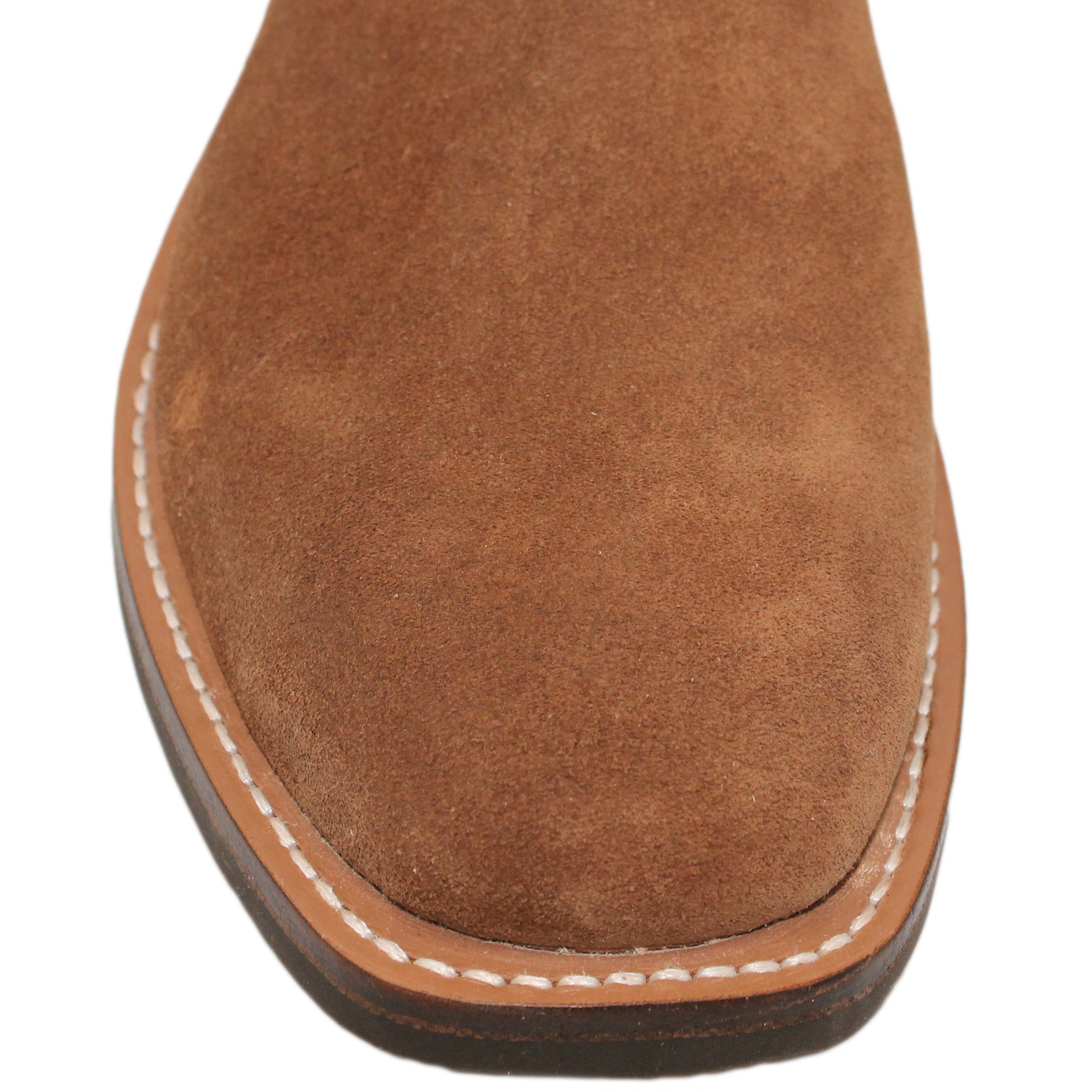 12" Blue Upper w/ Loops Stitching

Brown Timberjack Steer Rough Out Vamp

Wide French Square Toe

Slightly Tapered Heel