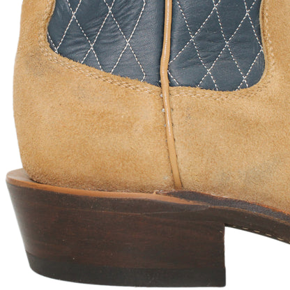 14" Blue upper w/ Diamond Stitching

Buckskin Rough Out Steer Vamp

Wide French Square Toe

Slightly Tapered Heel