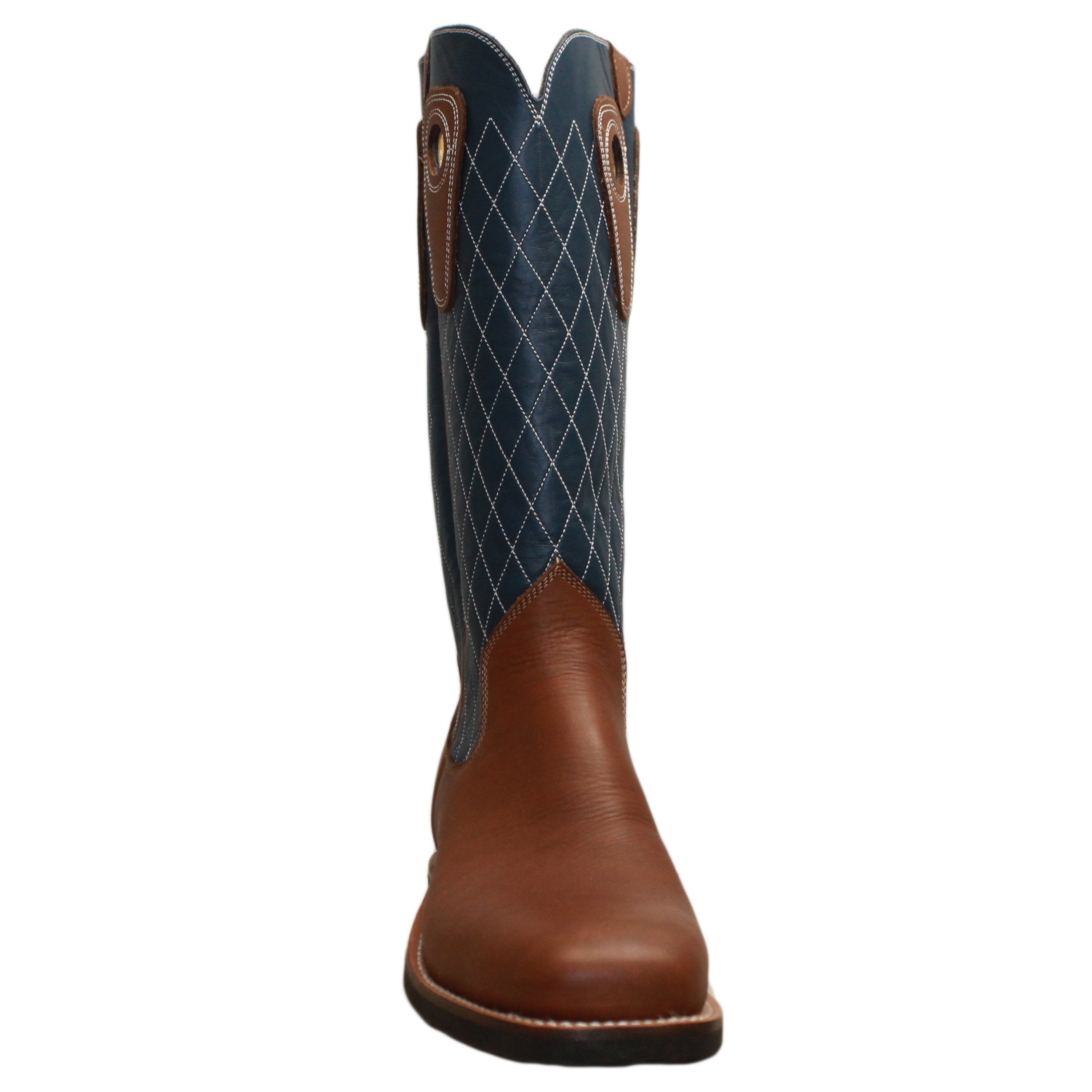 14" Blue Upper w/ Diamond Stitching

Saddle Timberjack Steer Vamp

Wide French Square Toe

Slightly Tapered Heel