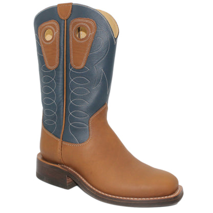 12" Blue Upper w/ Loops Stitching

Saddle Timberjack Steer Vamp

Wide French Square Toe

Block Heel