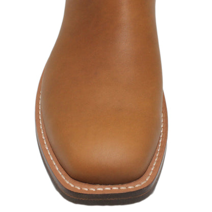 12" Blue Upper w/ Loops Stitching

Saddle Timberjack Steer Vamp

Wide French Square Toe

Block Heel