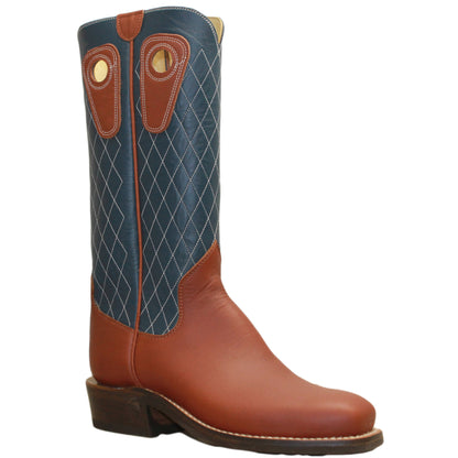 14" Blue Upper w/ Diamond Stitching

Tan Timberjack Steer Vamp

Wide French Square Toe

Slightly Tapered Heel