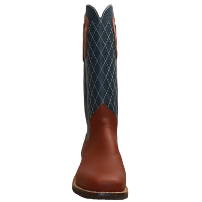 14" Blue Upper w/ Diamond Stitching

Tan Timberjack Steer Vamp

Wide French Square Toe

Slightly Tapered Heel