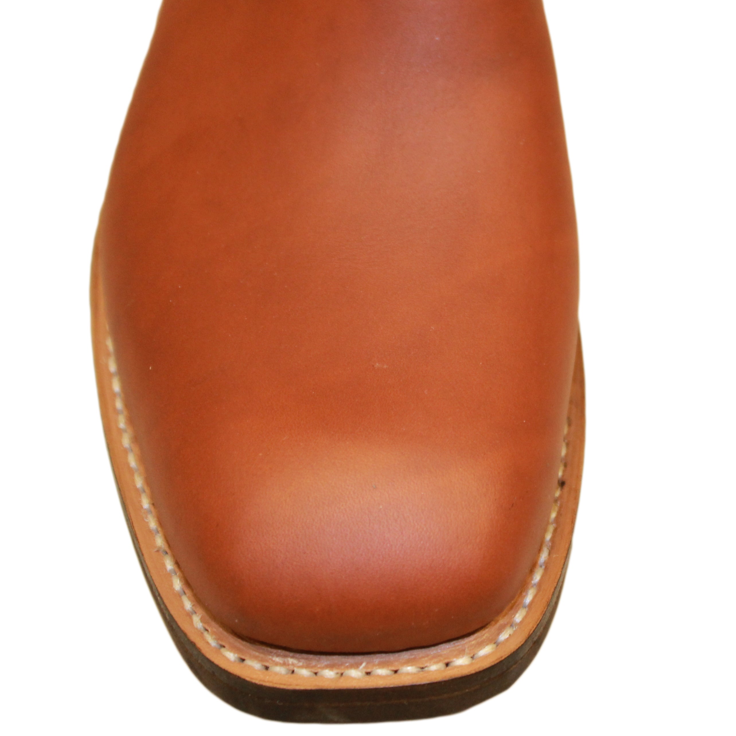 12" Blue Upper w/ Loops Stitching

Tan Timberjack Steer Vamp

Wide French Square Toe

Slightly Tapered Heel