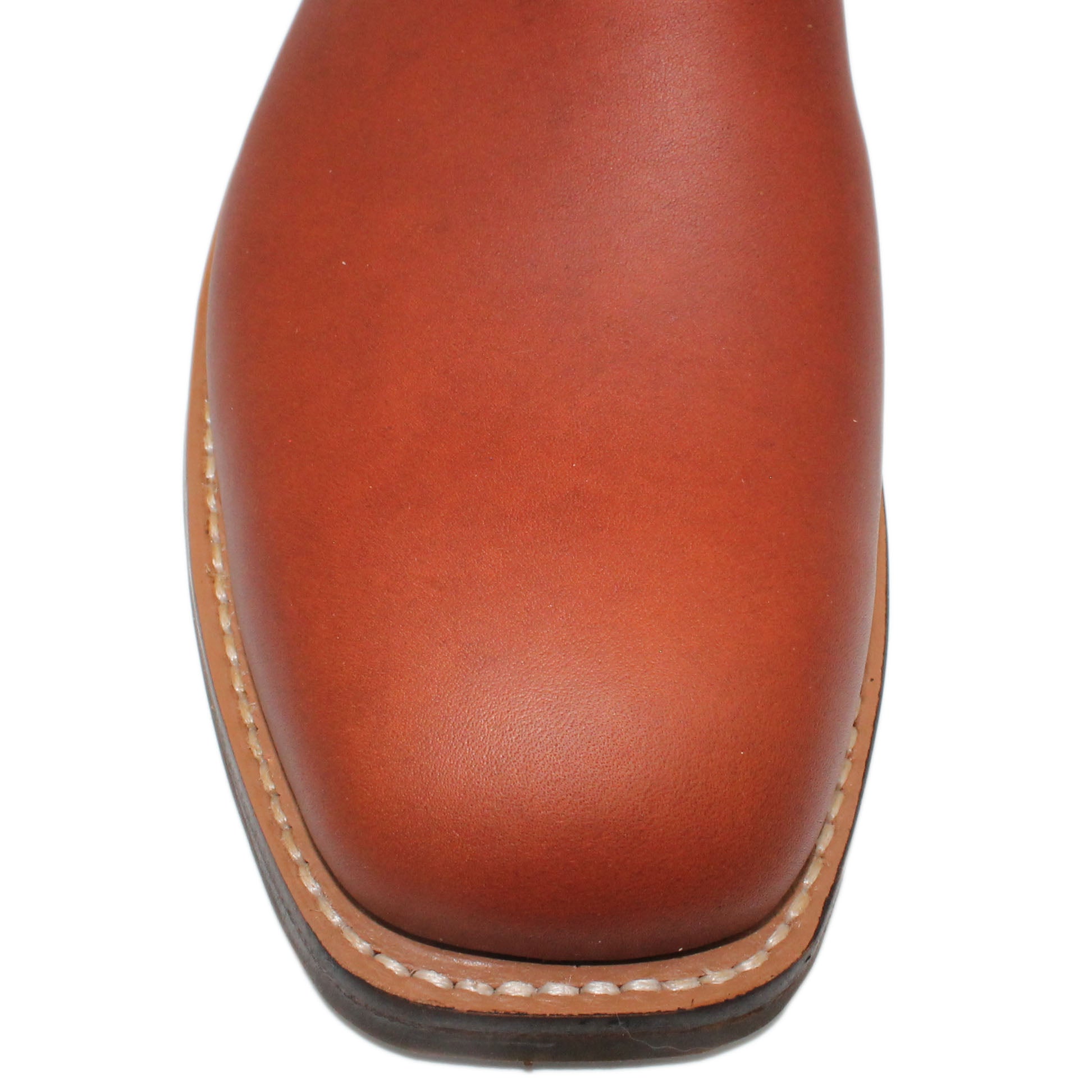 16" Blue Upper w/ Tulip Stitching

Tan Timberjack Steer Vamp

Wide French Square Toe

Slightly Tapered Heel