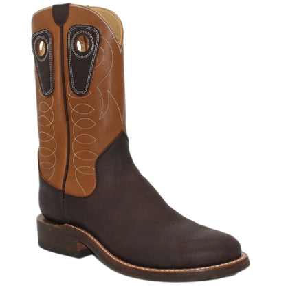 12" Brown Upper w/ Loops Stitching

Brown Timberjack Steer Vamp

Regular Round Toe Toe

Block Heel