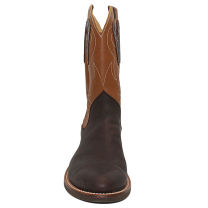 12" Brown Upper w/ Loops Stitching

Brown Timberjack Steer Vamp

Regular Round Toe Toe

Block Heel