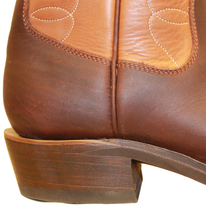 12" Brown Upper w/ Loops Stitching

Brown Timberjack Steer Vamp

Wide French Square Toe

Slightly Tapered Heel