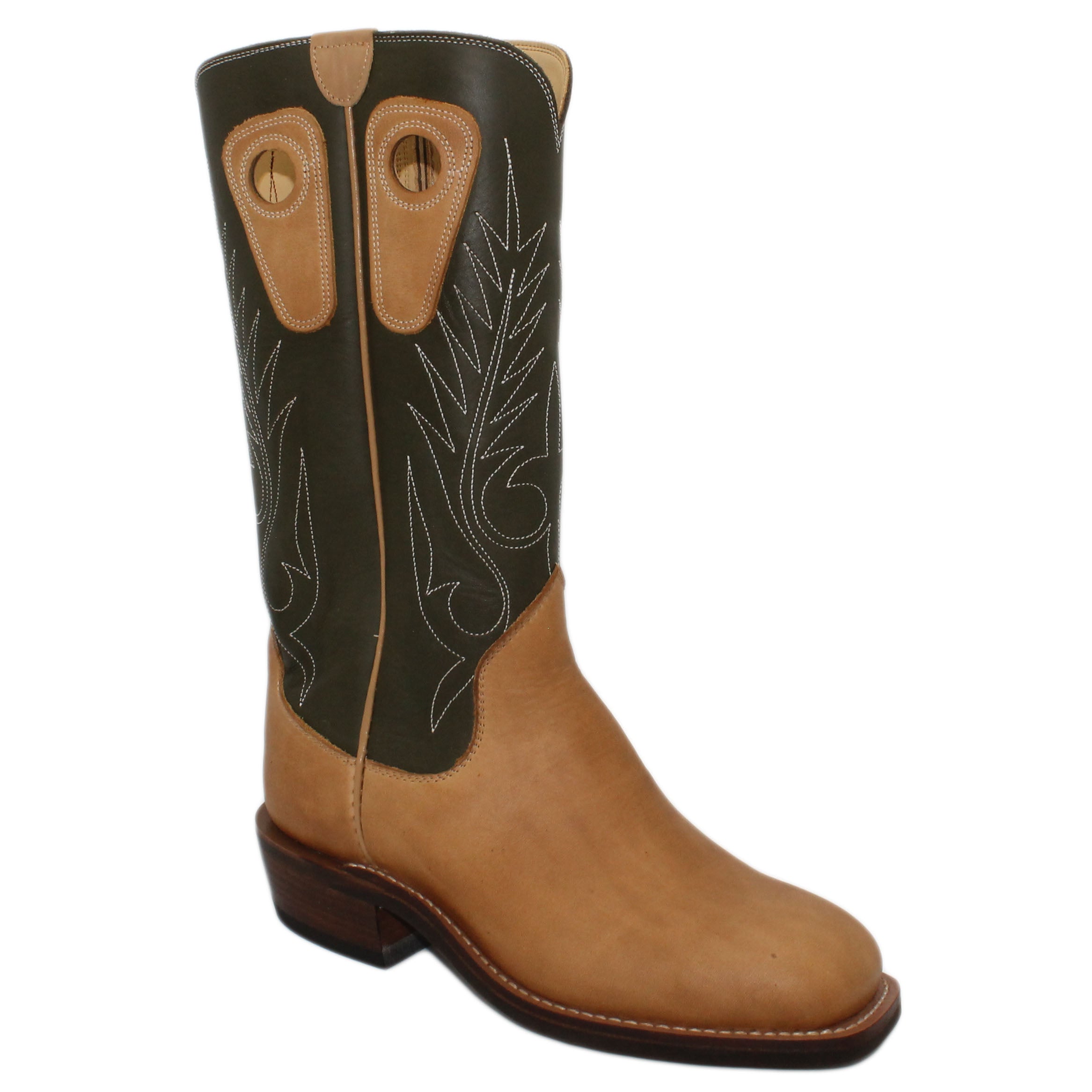 14" Forest upper w/ Beck Classic Stitching

Buckskin Steer Vamp

Wide French Square Toe

Slightly Tapered Heel