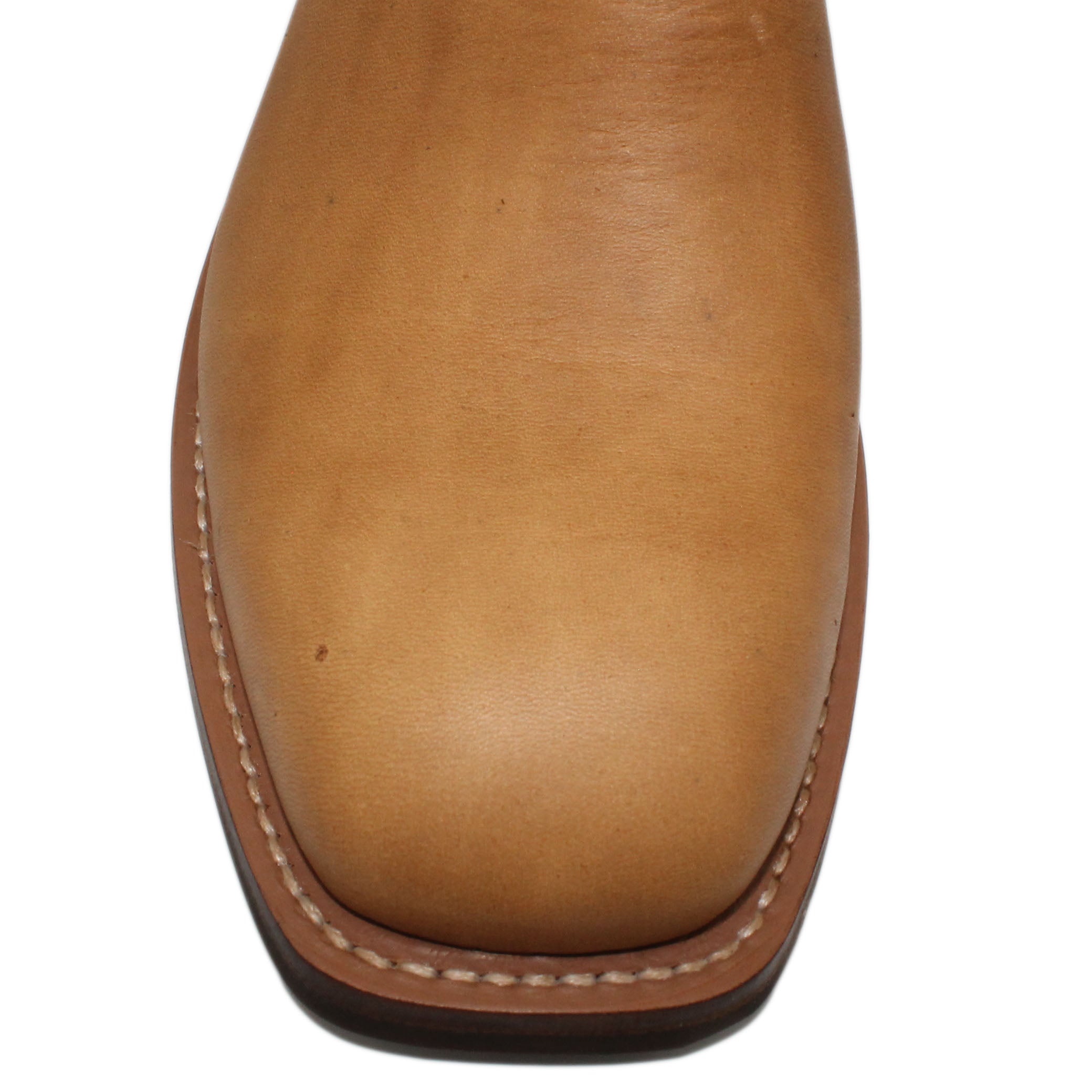 14" Forest upper w/ Beck Classic Stitching

Buckskin Steer Vamp

Wide French Square Toe

Slightly Tapered Heel
