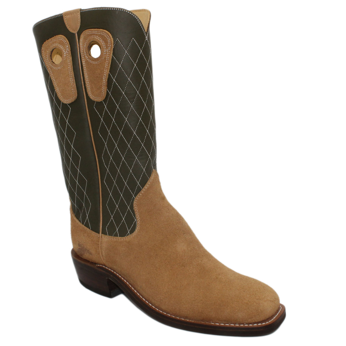 14" Forest upper w/ Diamond Stitching

Buckskin Rough Out Steer Vamp

Wide French Square Toe

Slightly Tapered Heel