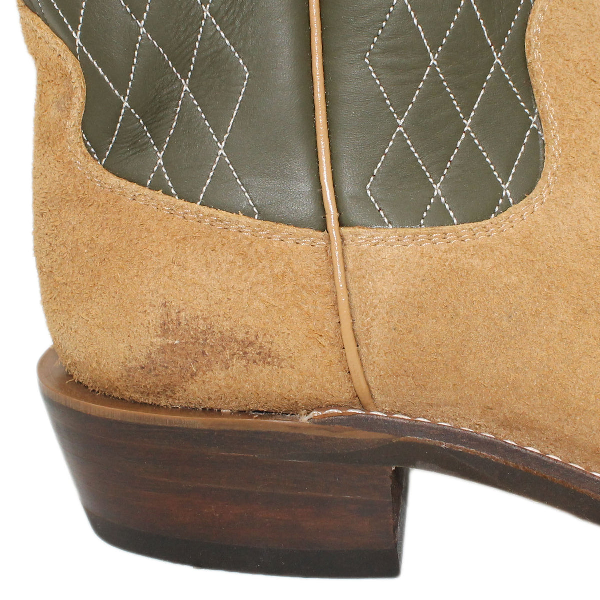 14" Forest upper w/ Diamond Stitching

Buckskin Rough Out Steer Vamp

Wide French Square Toe

Slightly Tapered Heel