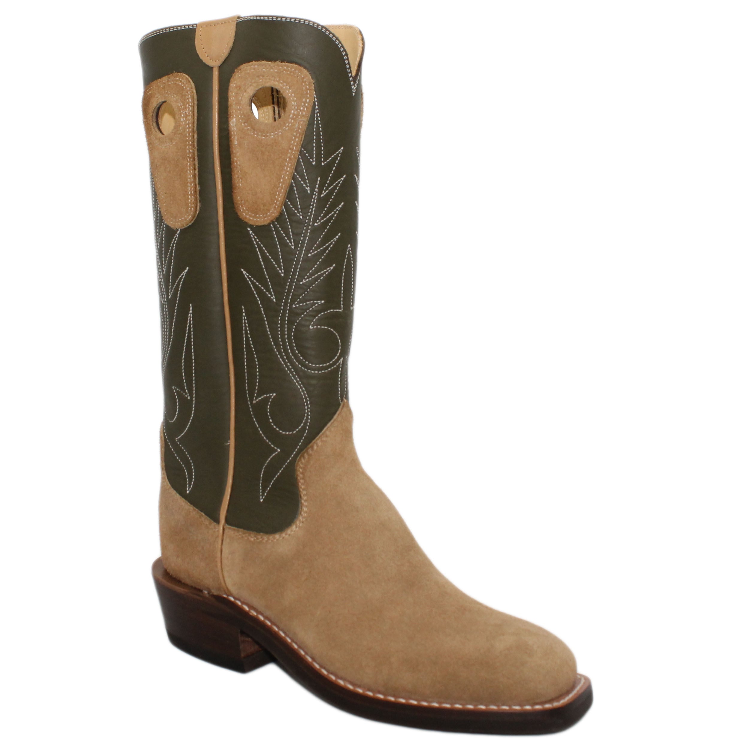 14" Forest Upper w/ Beck Classic Stitching

Buckskin Steer Rough Out Vamp

Wide French Square Toe

Slightly Tapered Heel