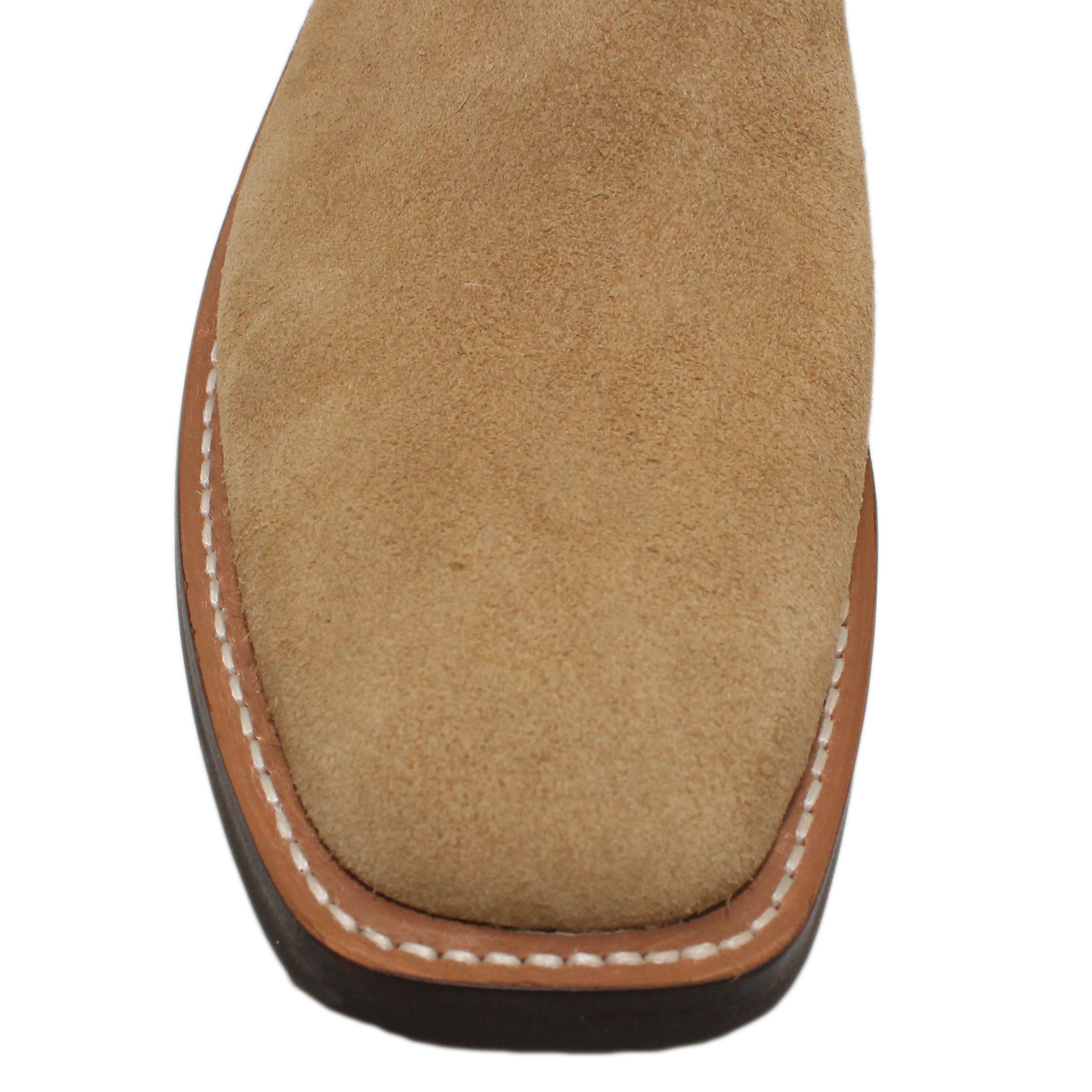 14" Forest Upper w/ Beck Classic Stitching

Buckskin Steer Rough Out Vamp

Wide French Square Toe

Slightly Tapered Heel