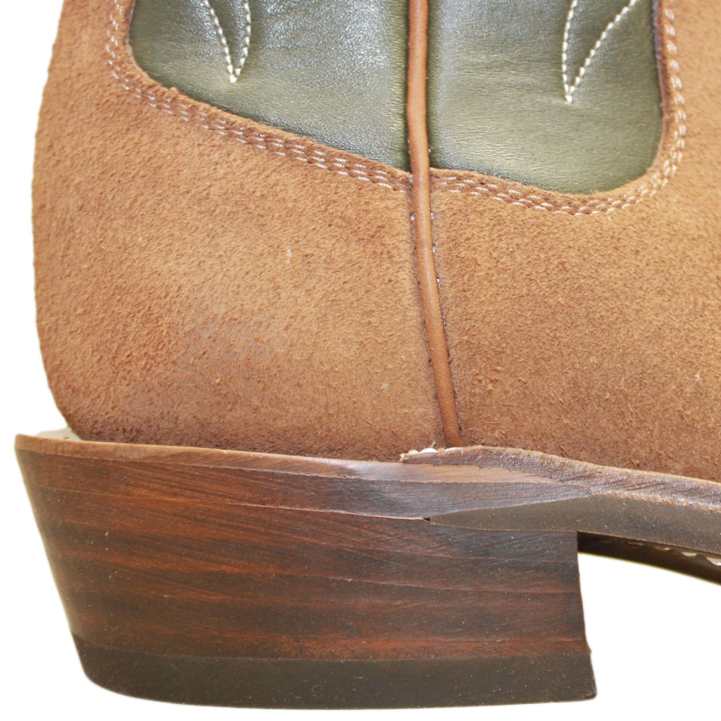 14" Forest upper w/ Beck Classic Stitching

Saddle Timberjack Rough Out Steer Vamp

Wide French Square Toe

Slightly Tapered Heel