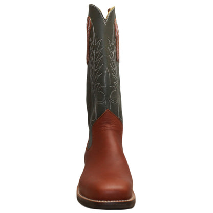 14" Forest upper w/ Beck Classic Stitching

Tan Timberjack Steer Vamp

Wide French Square Toe

Slightly Tapered Heel