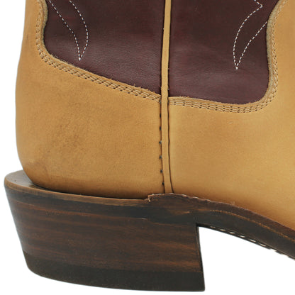 14" Wine Upper w/& Beck Classic Stitching

Buckskin Steer Vamp

Wide French Square Toe

Slightly Tapered Heel