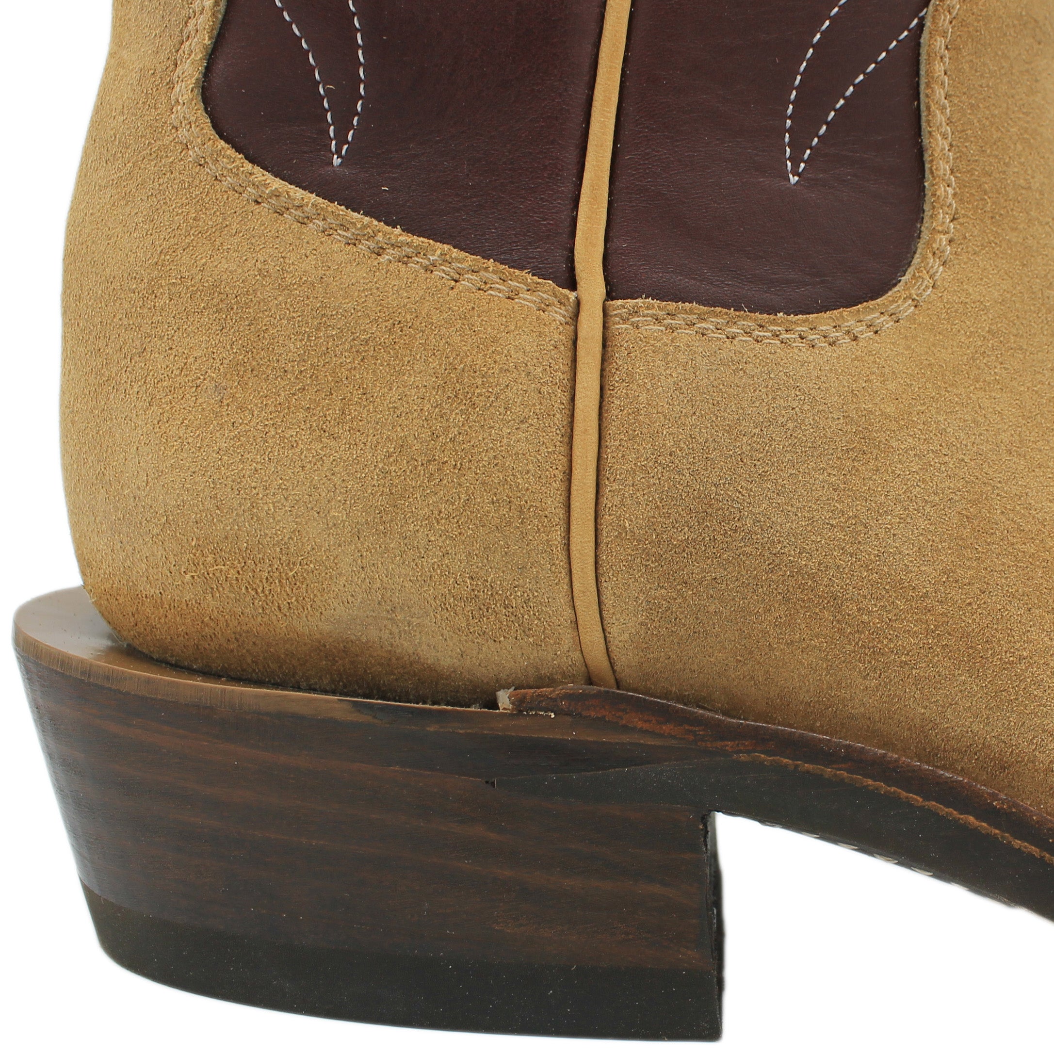 14" Wine Upper w/ Beck Classic Stitching

Buckskin Rough Out Steer Vamp

Wide French Square Toe

Slightly Tapered Heel