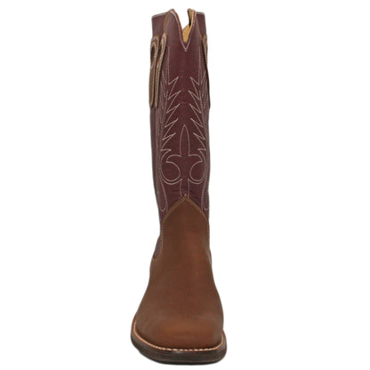 14" Wine Upper w/ Beck Classic Stitching

Saddle Timberjack Steer Vamp

Wide French Square Toe

Block Heel