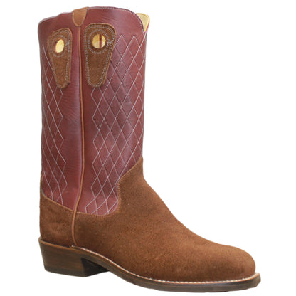 14" Wine Upper w/ Diamond Stitching

Saddle Timberjack Rough Out Steer Vamp

Wide French Square Toe

Slightly Tapered Heel 