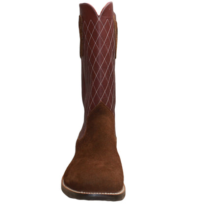 14" Wine Upper w/ Diamond Stitching

Saddle Timberjack Rough Out Steer Vamp

Wide French Square Toe

Slightly Tapered Heel 