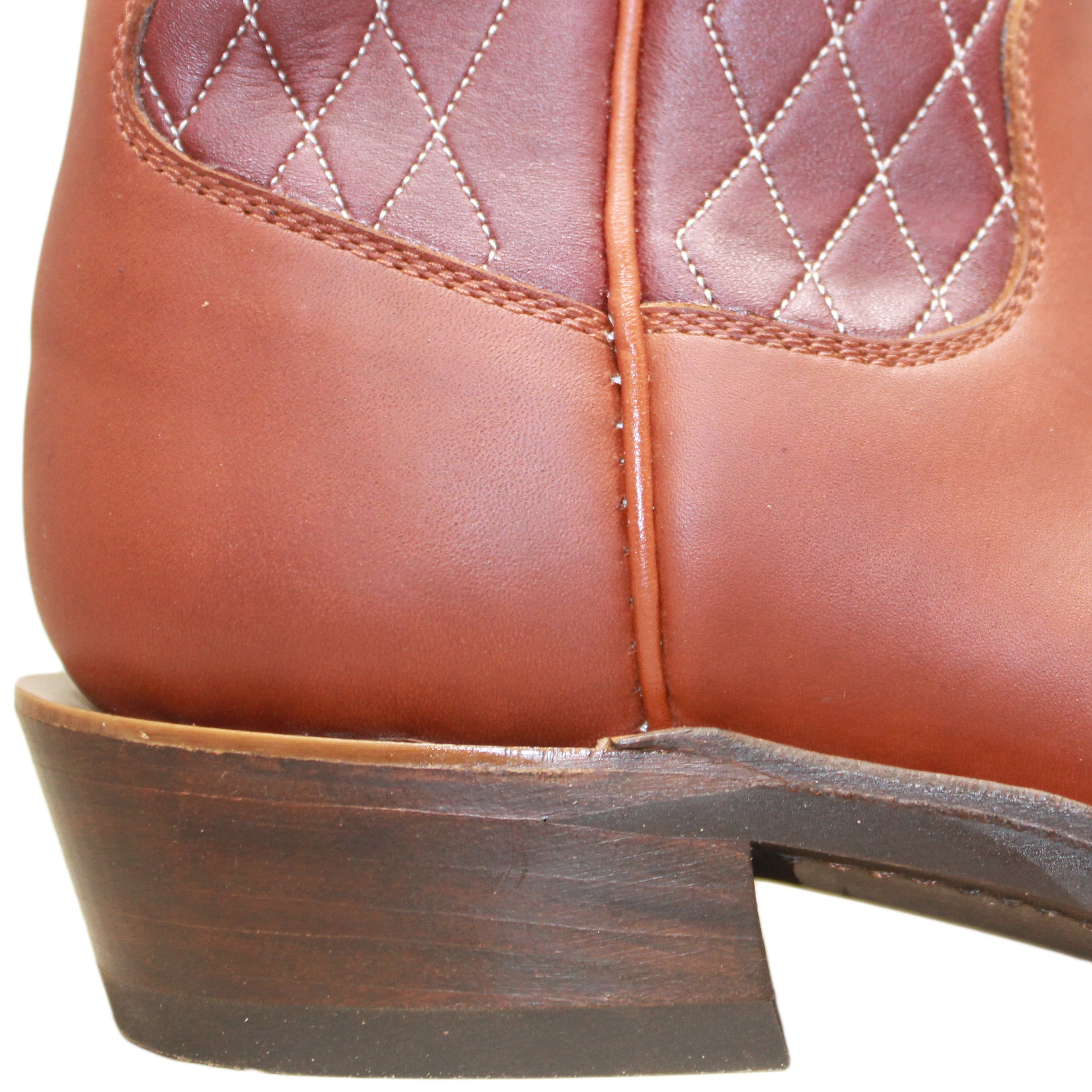 14" Wine upper w/ Diamond Stitching

Tan Timberjack Steer Vamp

Wide French Square Toe

Slightly Tapered Heel